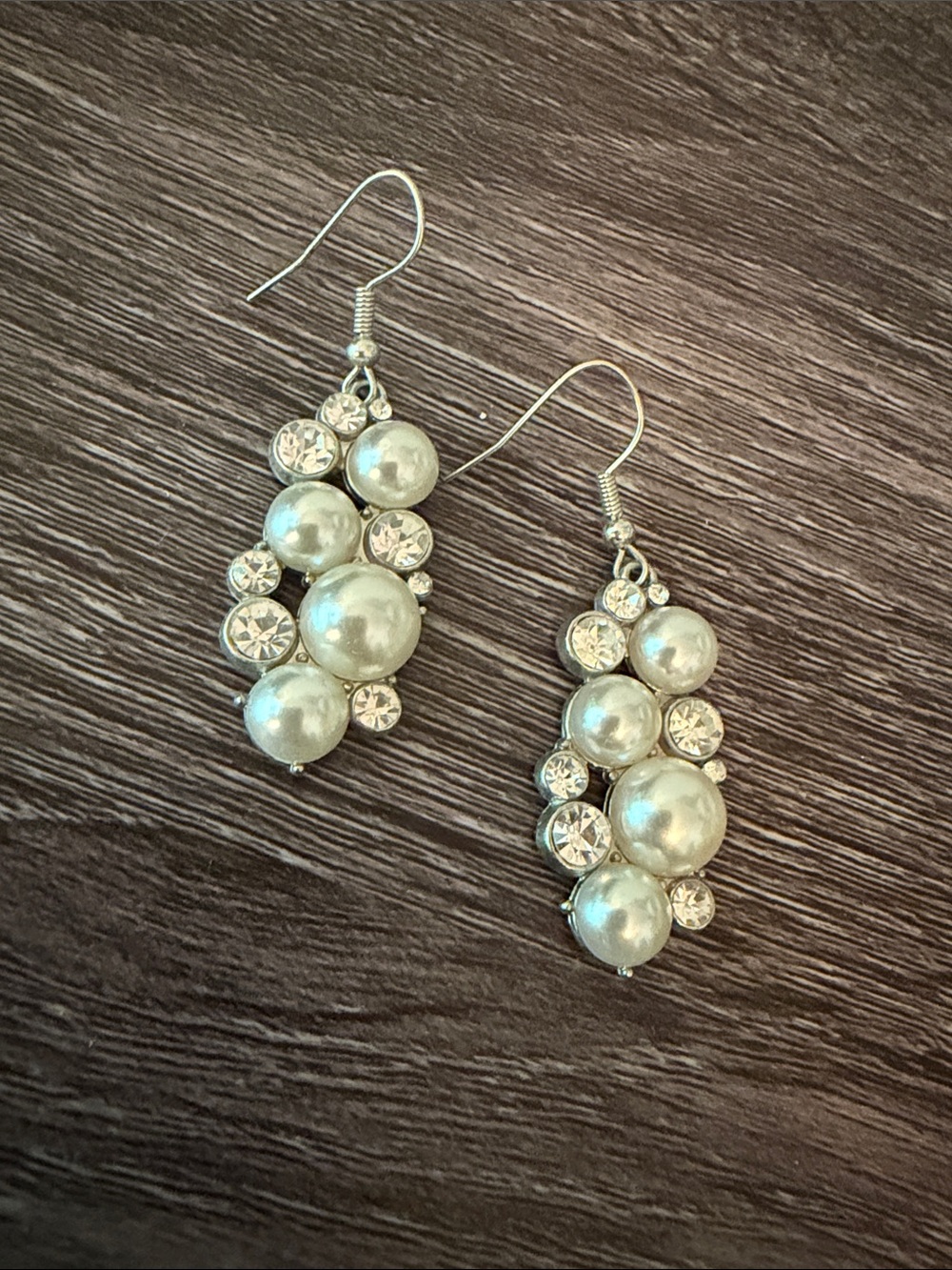 Silver Pearl & Crystal Drop Earrings - Elegant Women’s Jewelry